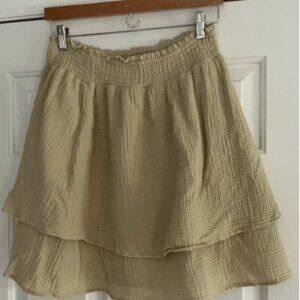 C&C California Cotton Lightweight Mini Tiered Skirt L
